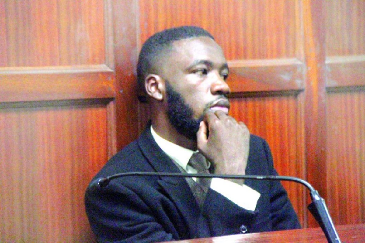 File image of Brian Mwenda in court.